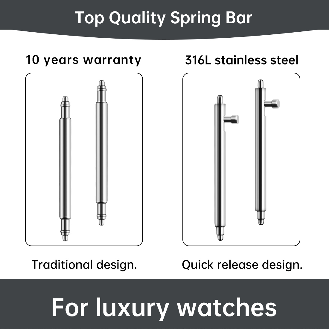Leather Strap Quick Release - Maikes 316L Paslanmaz Çelik Hızlı Bırakma