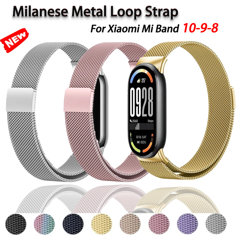 Milanese Loop Magnetic - Xiaomi Mi Band 10-9-8 için Milanese