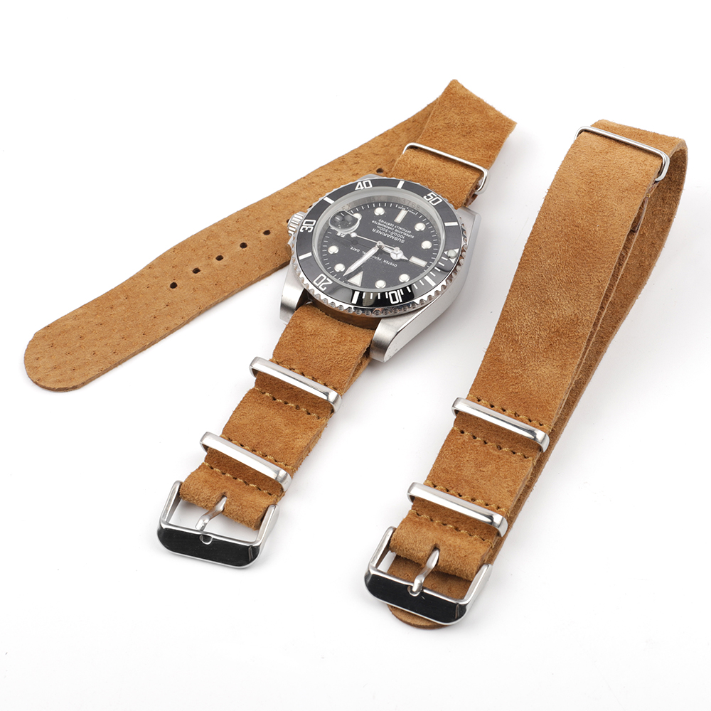 Nato Strap Nylon - Yumuşak Retro Süet Hakiki Deri Kayış