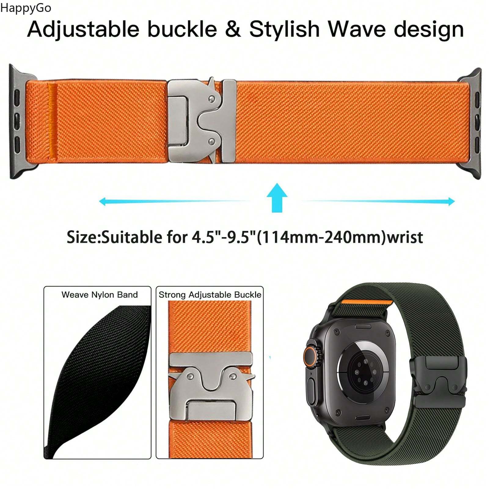 Parachute Strap Elastic - Paraşüt Tokalı Geniş Esnek Naylon Bilek