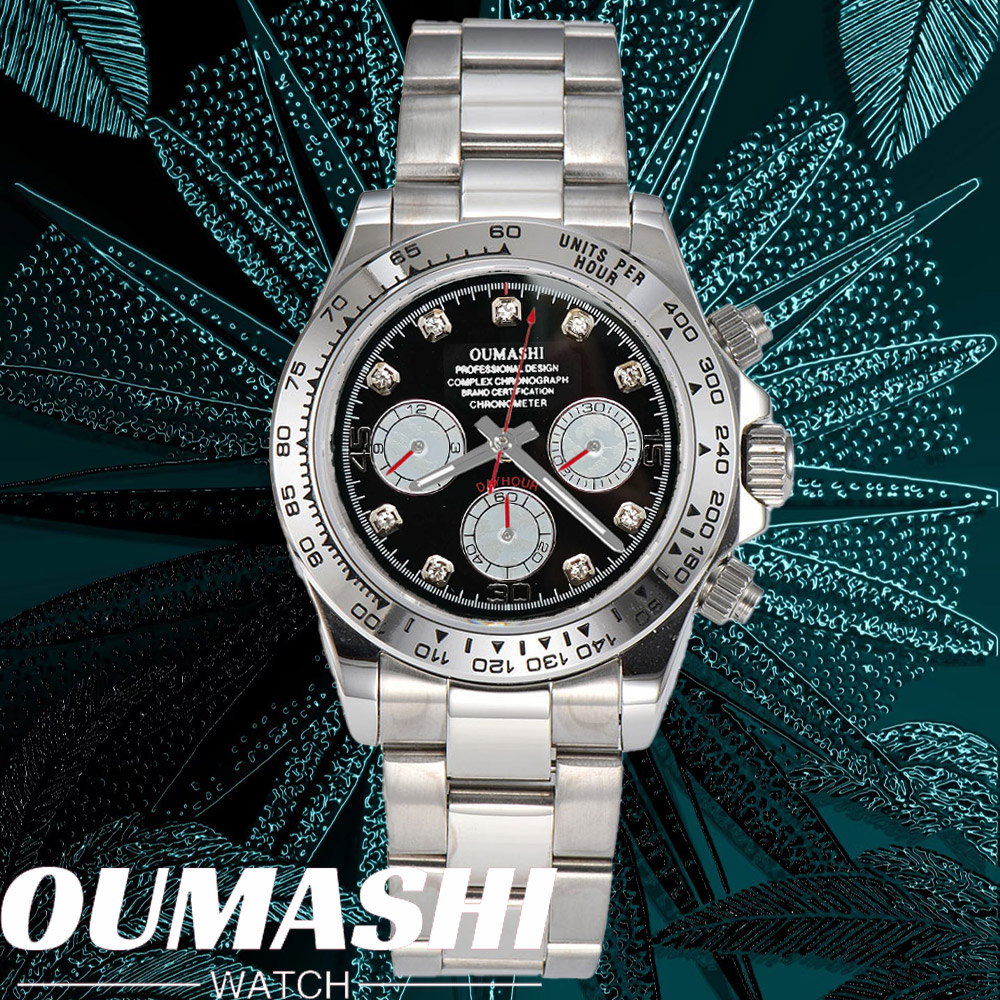 Stainless Bracelet Diver - Lüks VK63 SAAT 39mm kuvars Kronograf