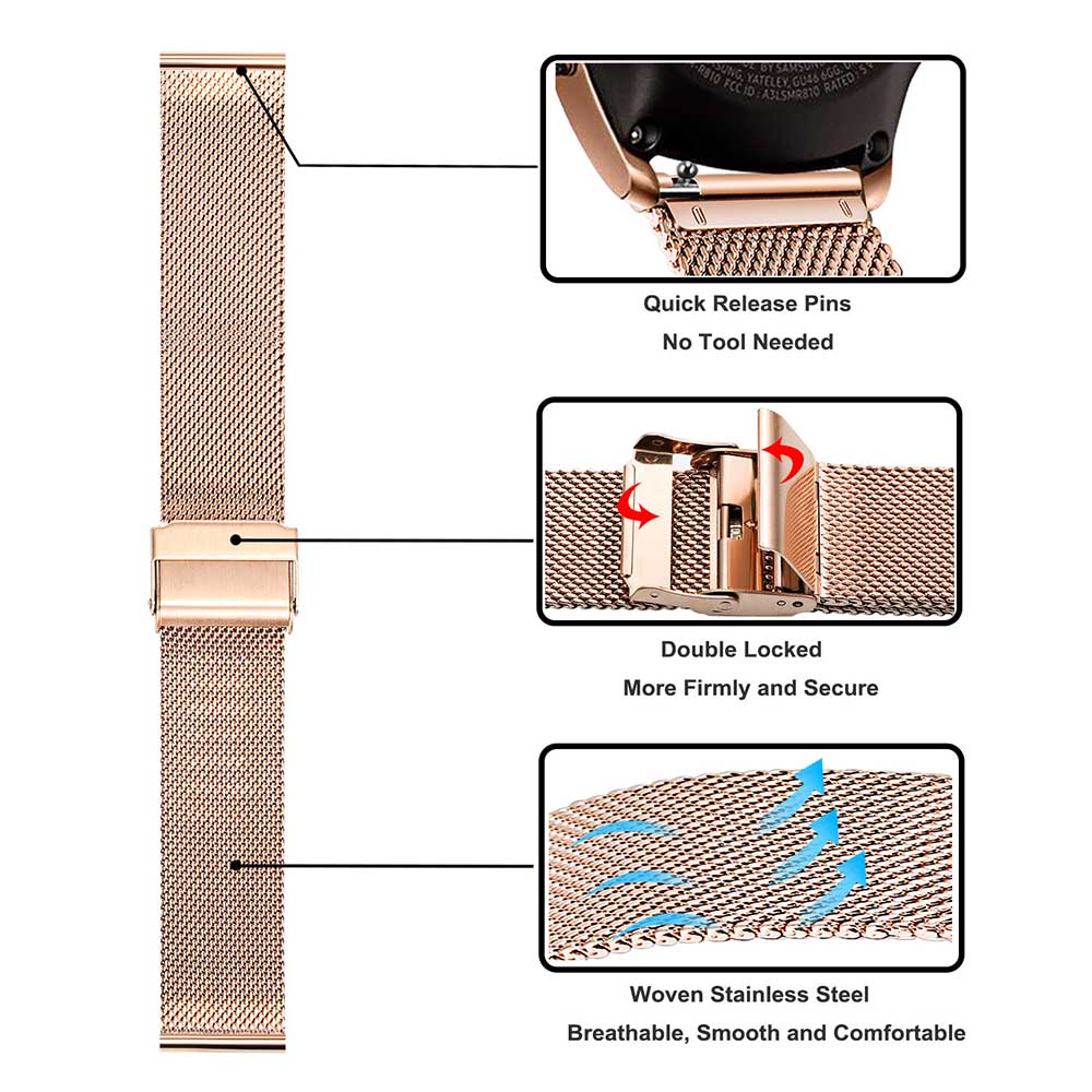 Samsung Galaxy Watch 42mm 46mm - Mesh Strap Metal incelemesi ve fiyatı