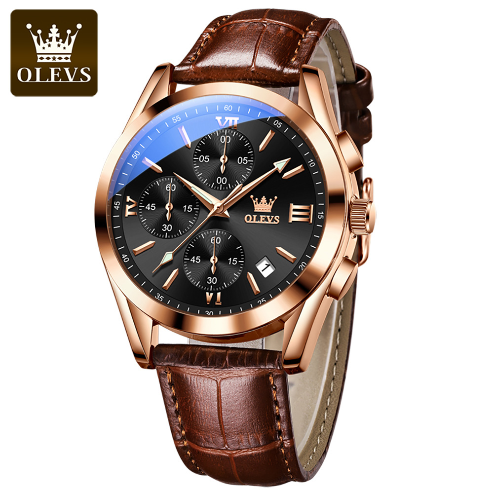 OLEVS 2872 Kronograf Kuvars Ko - Leather Watch Band Men incelemesi ve fiyatı