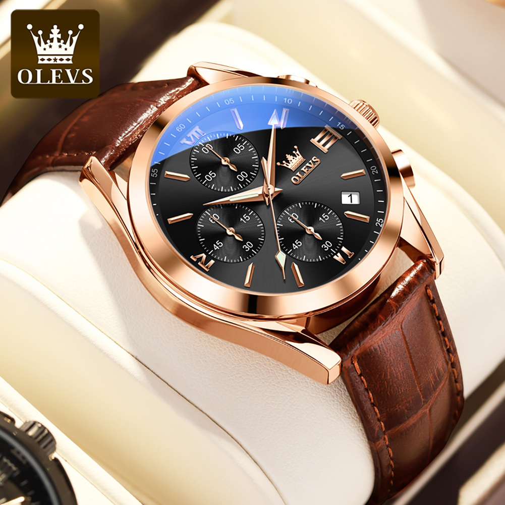 OLEVS 2872 Kronograf Kuvars Ko - Leather Watch Band Men incelemesi ve fiyatı