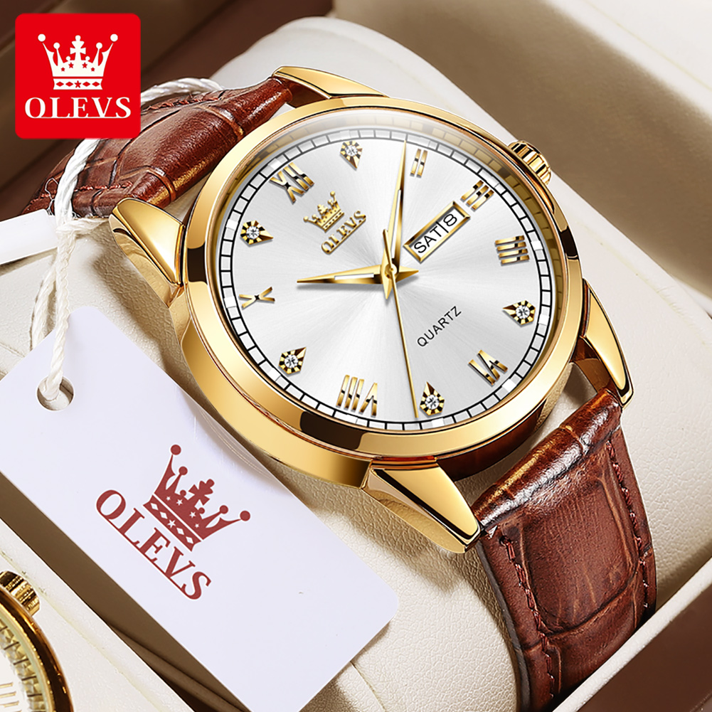 OLEVS 6896 Üst Düzey Marka Erk - Leather Watch Band Men incelemesi ve fiyatı